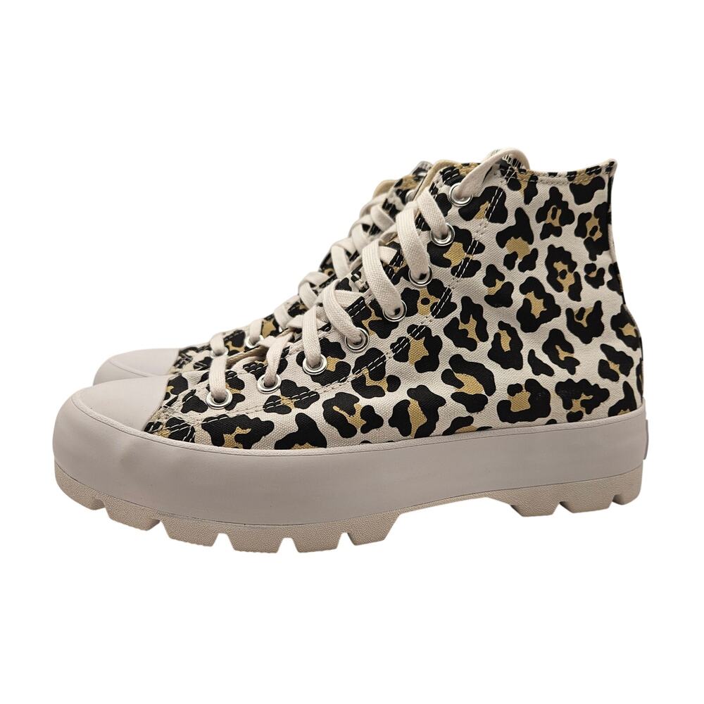 CONVERSE WOMEN'S 11 CHUCK TAYLOR ALL STAR LUGGED HI CHEETAH WHITE BLACK 571250C